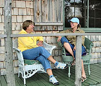 Mary Casanova and Sheryl Peterson at Rainy Lake retreat